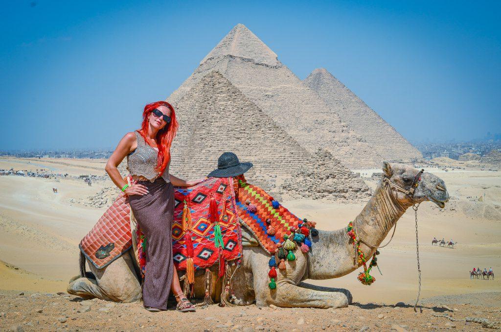 Camel and pyramids